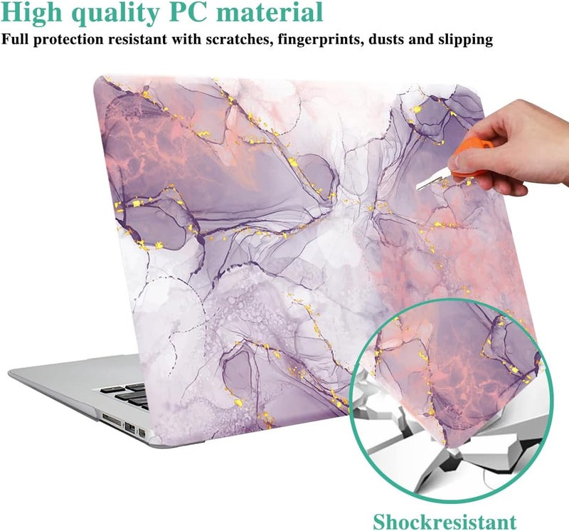 FUNUT for MacBook Air 13 inch Case 2022 2021 2020 2019 2018 Release M1 A2337/A2179/A1932, MacBook Air 2020 Case, Plastic Hard Shell Cover & Keyboard Cover for Mac Air 13.3 inch, Pink Purple - Image 2